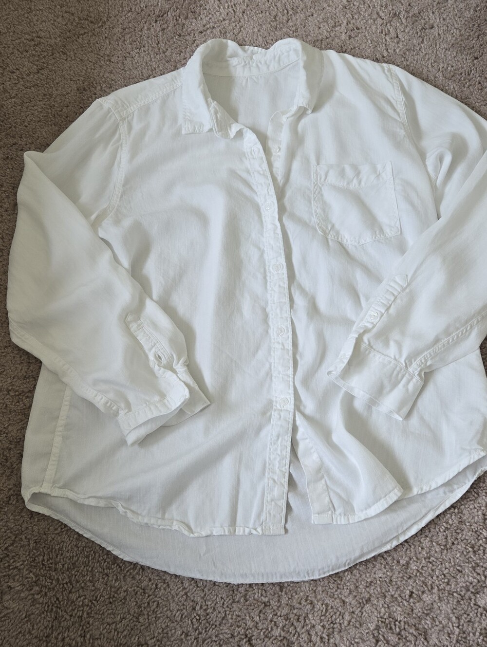 Terra & Sky White Shirt Womens Large  12-14 Button Front Long Sleeves Lyocell - Picture 10 of 14